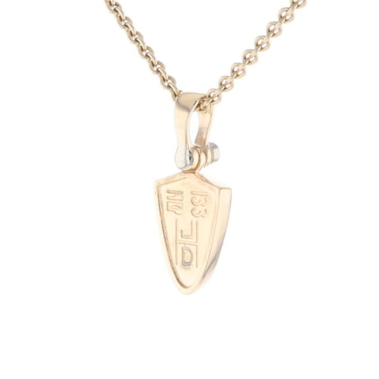 Gold Quartz Pendant Shield Shape Inlaid Pendant with .02ct Diamond