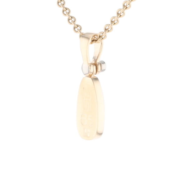Gold Quartz Necklace Pear Shape Inlaid Pendant with .02ct Diamond