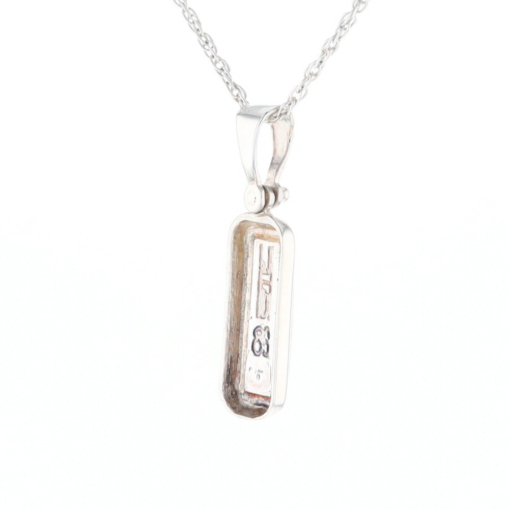 Sterling Silver Gold Quartz Invlaid Rectangle Bar Pendant - G3