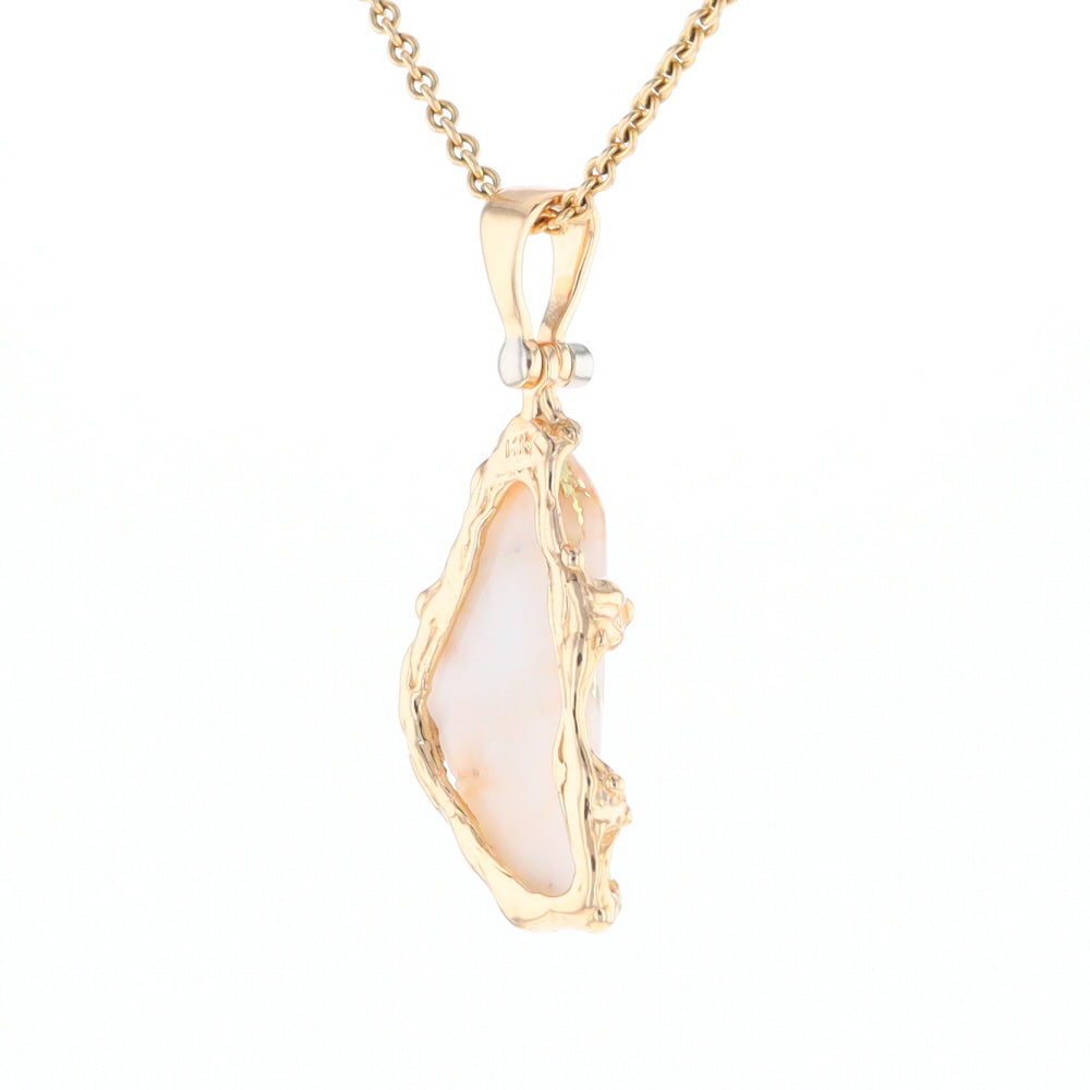 Gold Quartz Freeform Pendant