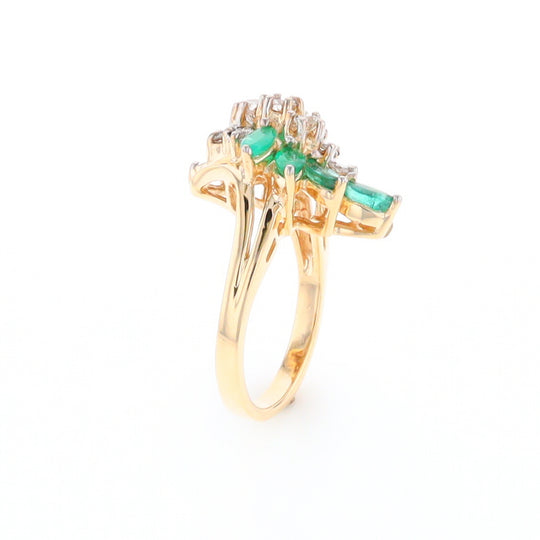 Emerald and Diamond Cluster Ring