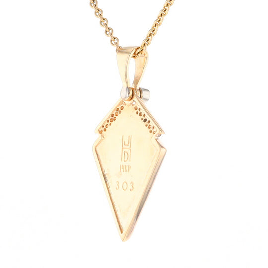 Gold Quartz Kite Shape Inlaid Pendant with 0.19ctw Diamonds (G1)