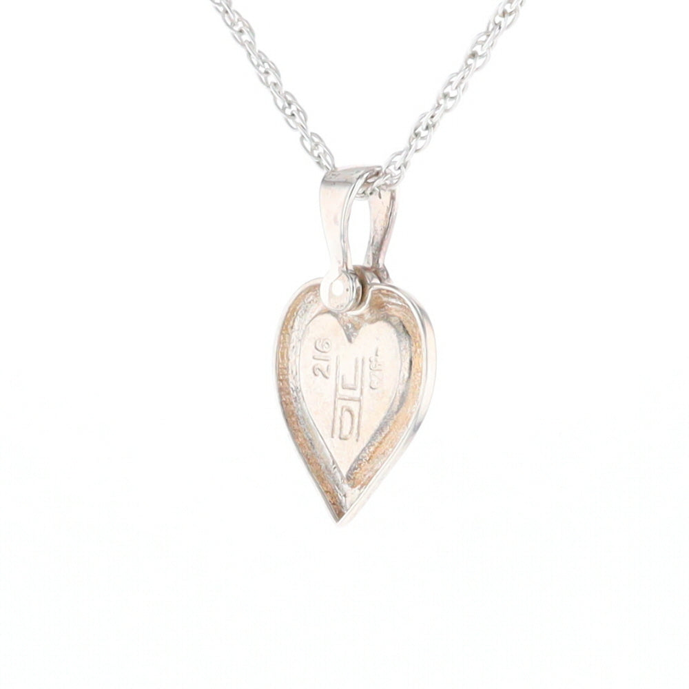 Sterling Silver Gold Quartz Inlaid Heart Pendant - G3