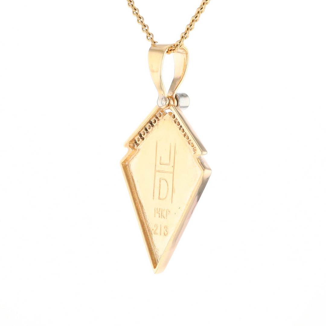 Gold Quartz Kite Shape Inlaid Pendant with .27ctw Diamonds