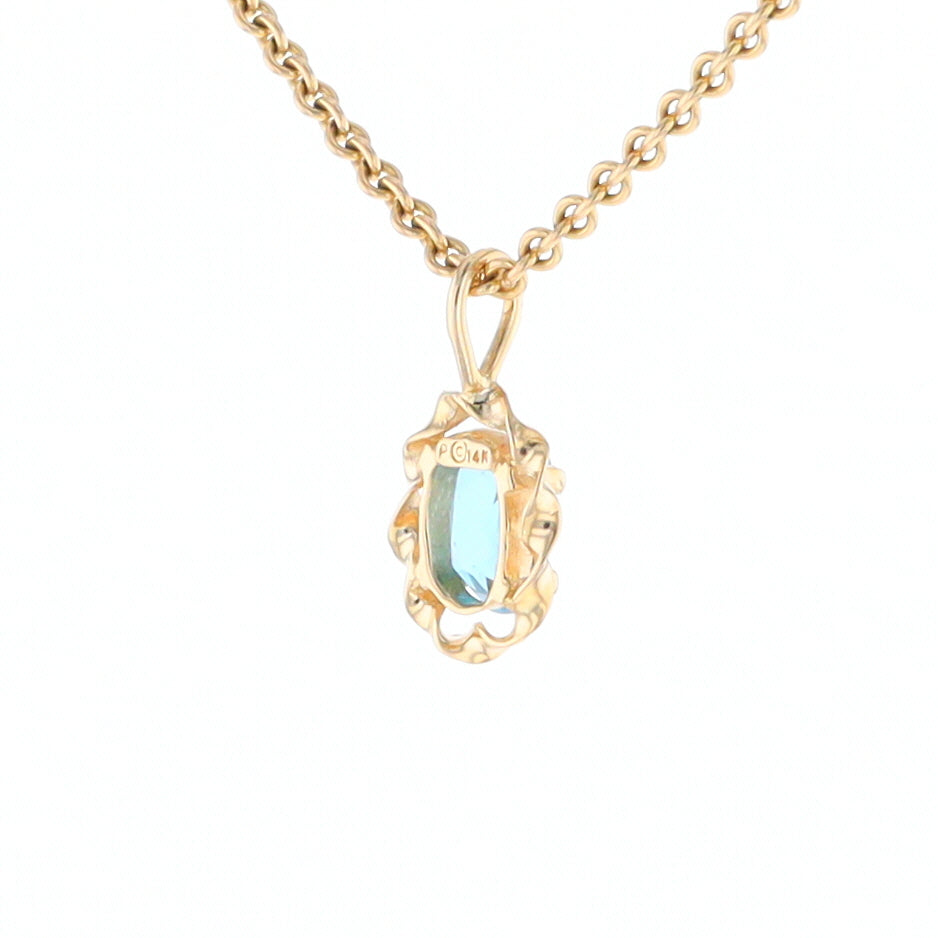 Blue Topaz Twisted Frame Pendant