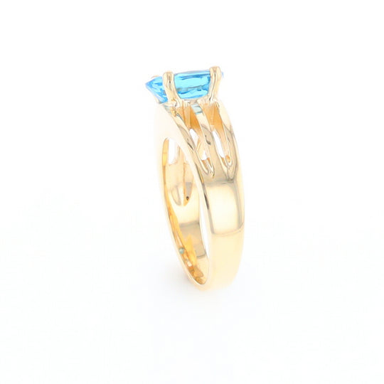 Split Shank Oval Blue Topaz Ring