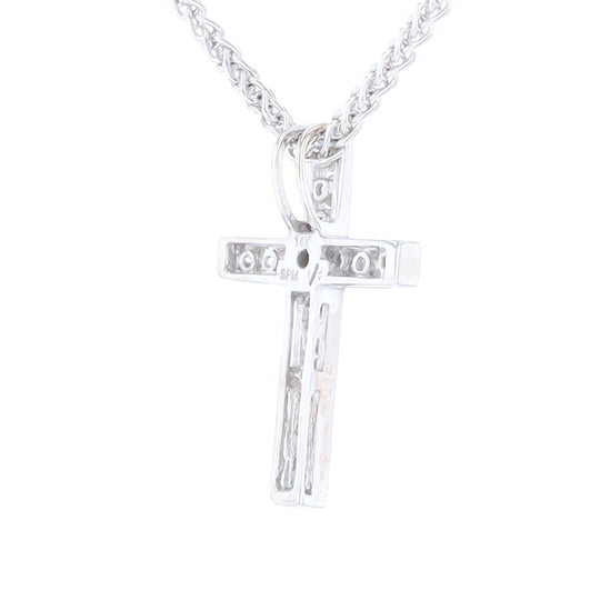 Channel Set Diamond Cross Pendant