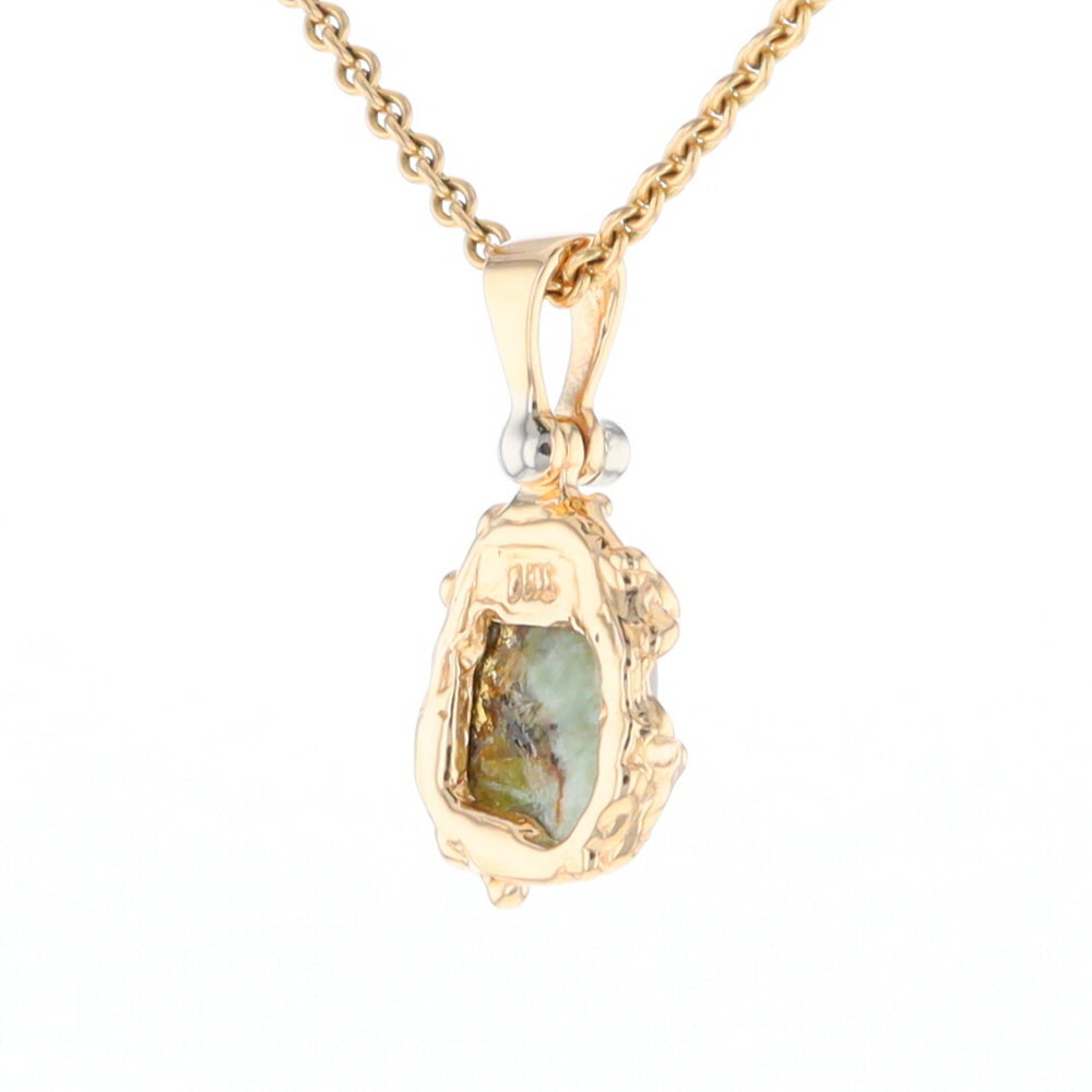Serpentine & Gold Quartz Freeform Pendant