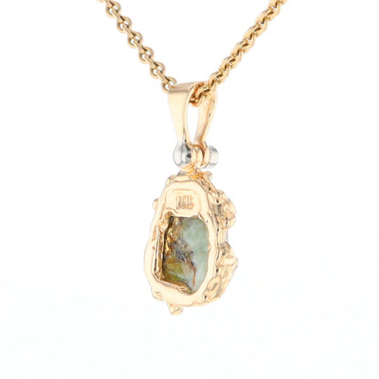 Serpentine & Gold Quartz Freeform Pendant