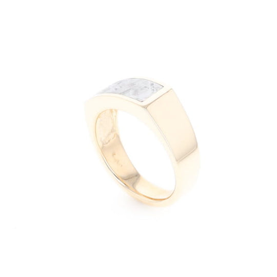 Rectangle Meteorite Inlaid Ring