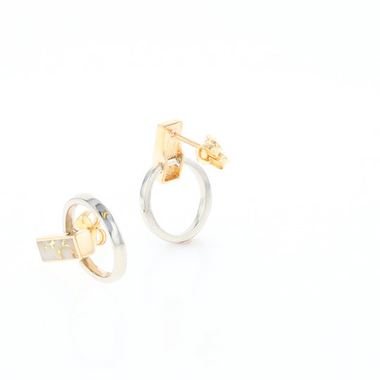 Gold Quartz Rectangle Inlaid Knocker Earrings - G2