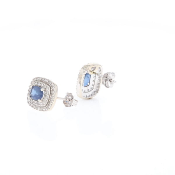 Double Halo Sapphire Earrings