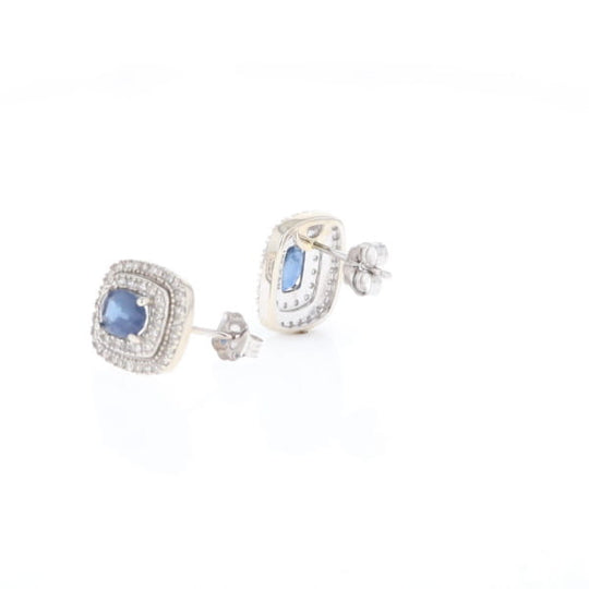 Double Halo Sapphire Earrings