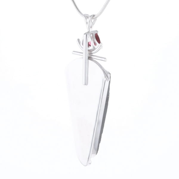 Druzy Quartz & Pink Trillion Tourmaline Necklace