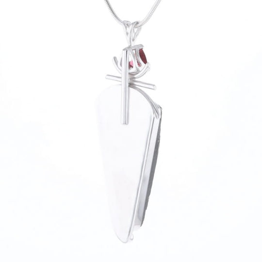 Druzy Quartz & Pink Trillion Tourmaline Necklace