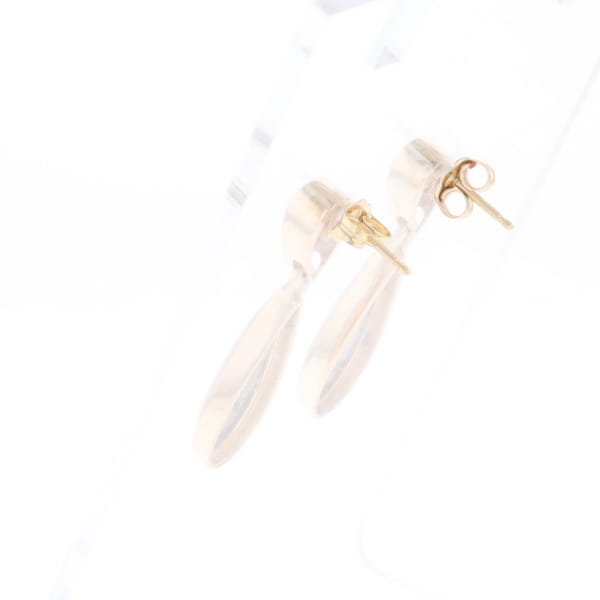 Gold Quartz Earrings Tear Drop Inlaid Design