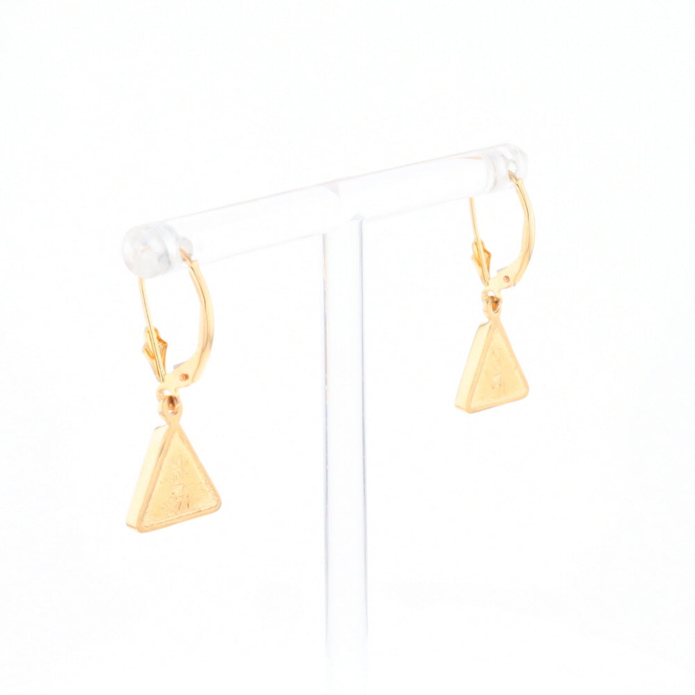 Gold Quartz Triangle Inlaid Earrings - G2