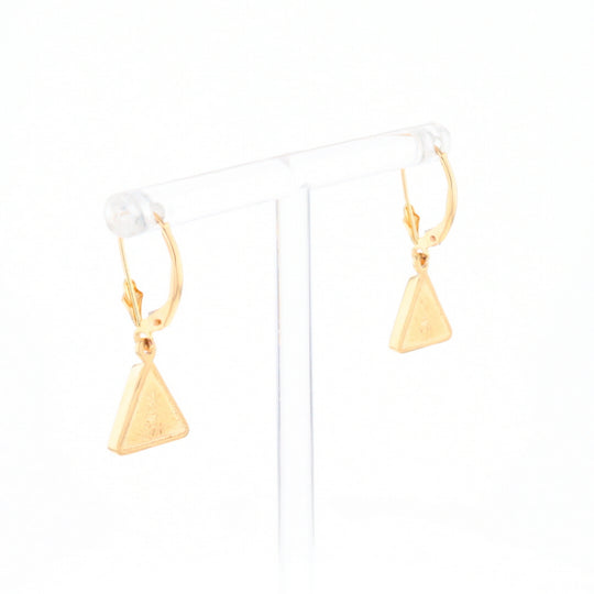 Gold Quartz Triangle Inlaid Earrings - G2