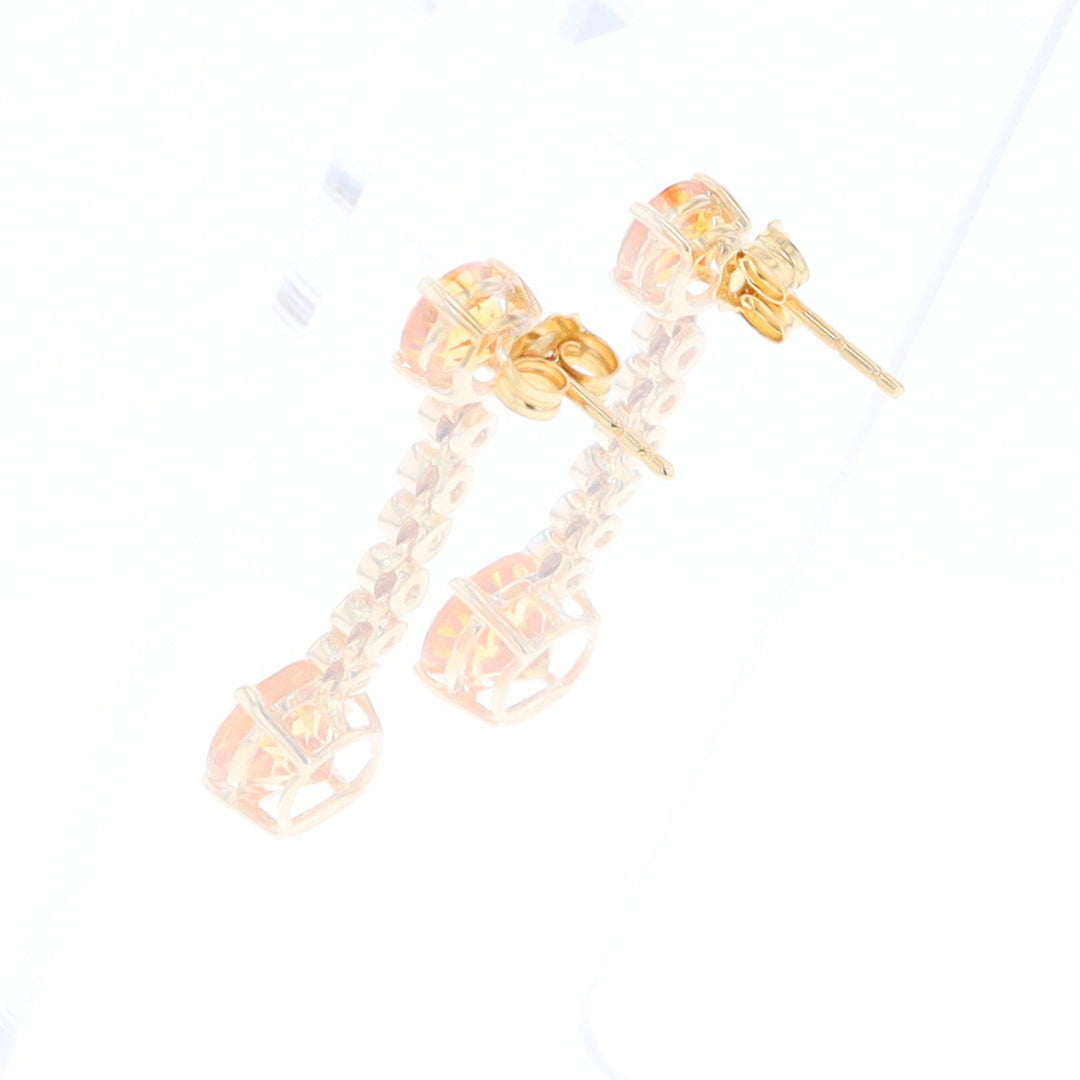 Citrine and Diamond Dangle Drop Earrings