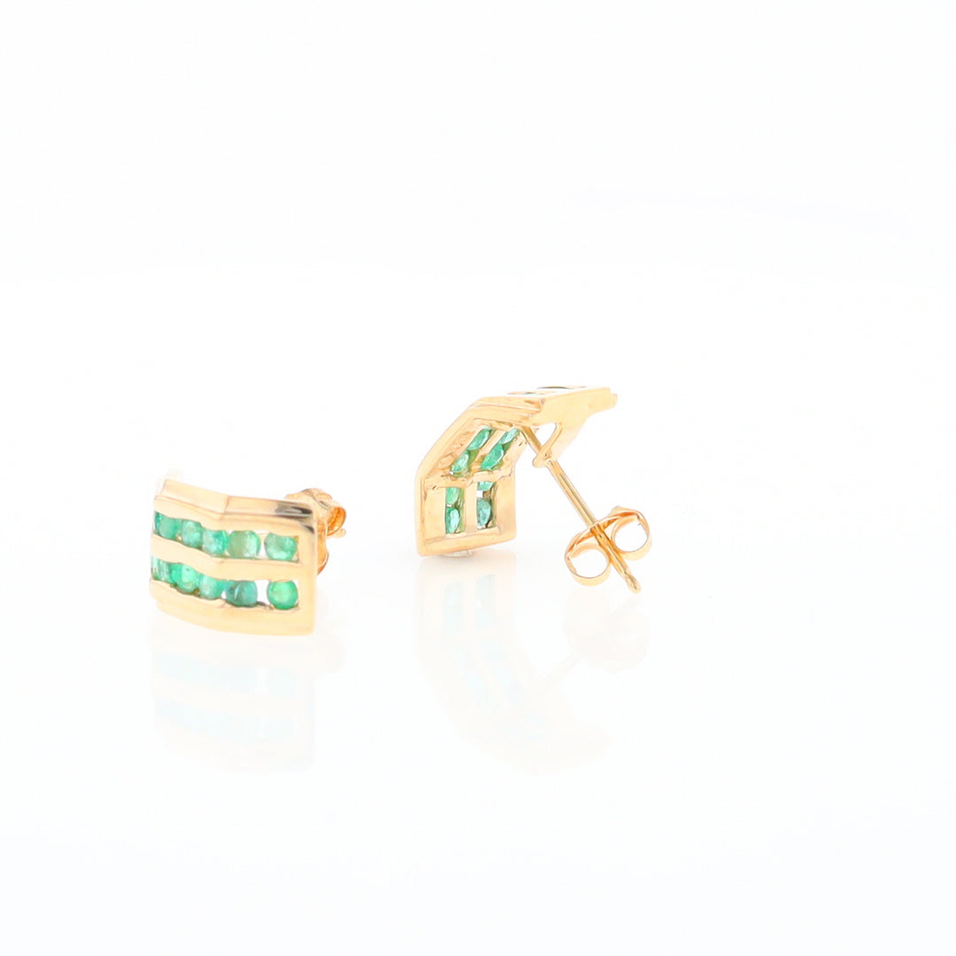 Semi-Hoop Channel Emerald Earrings