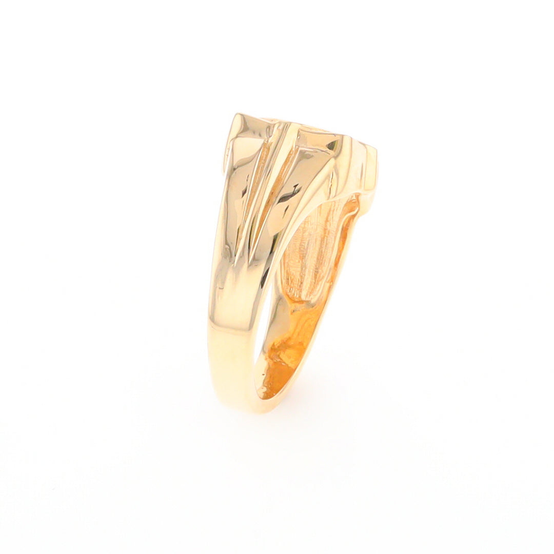 Gold Quartz Mens Ring with Diamond Accents