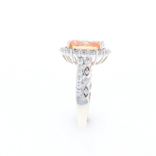 Peach Imitation Topaz Halo Ring