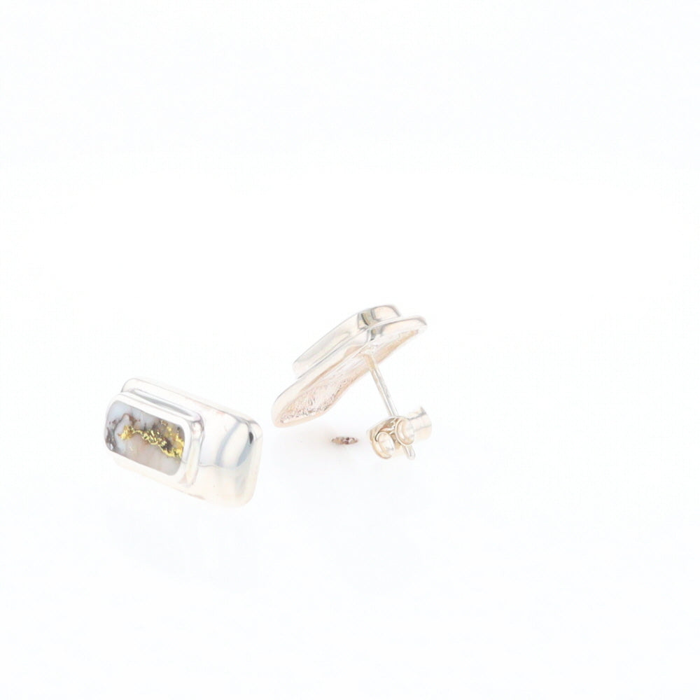 Gold Quartz Inlaid Rectangle Stud Earrings - G3