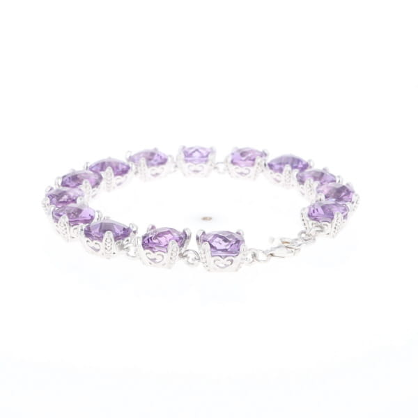 Amethyst Bracelet With Silver Filigree