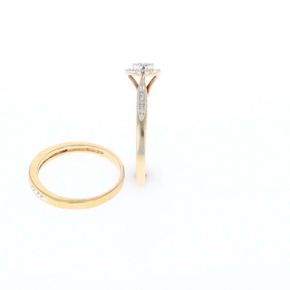 Gold Plated Silver Diamond Engagement Ring Set