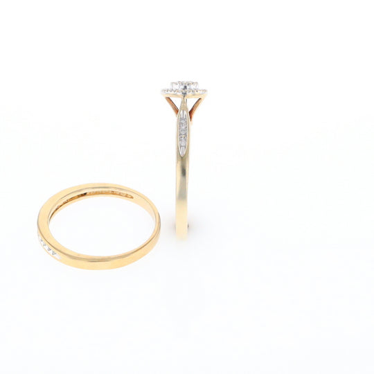 Gold Plated Silver Diamond Engagement Ring Set