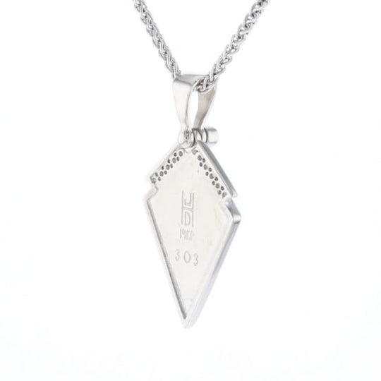 Pietersite Kite Shaped Inlaid Pendant with 0.19ctw Diamonds