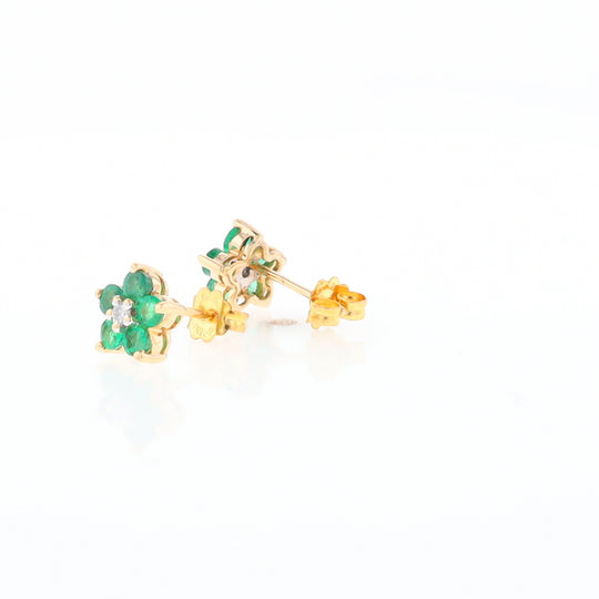 Emerald Flower Stud Earrings