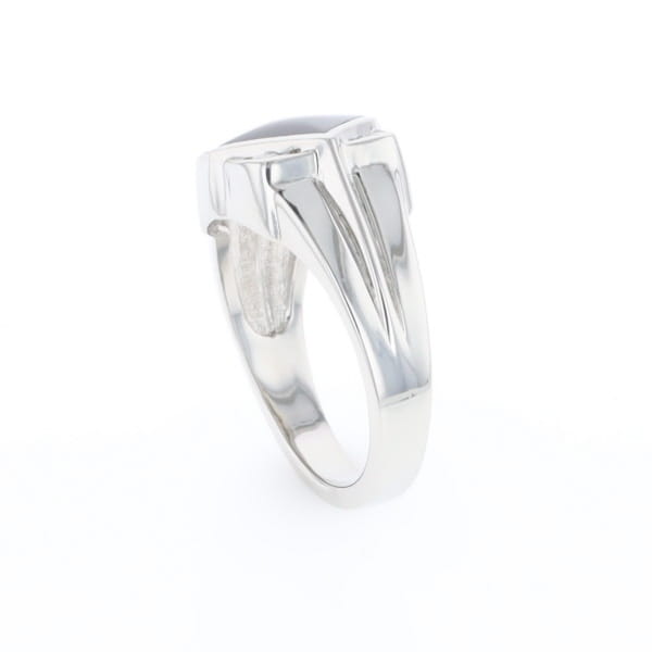 Natural onyx ring diamond shape inlaid design with .16ctw round diamonds