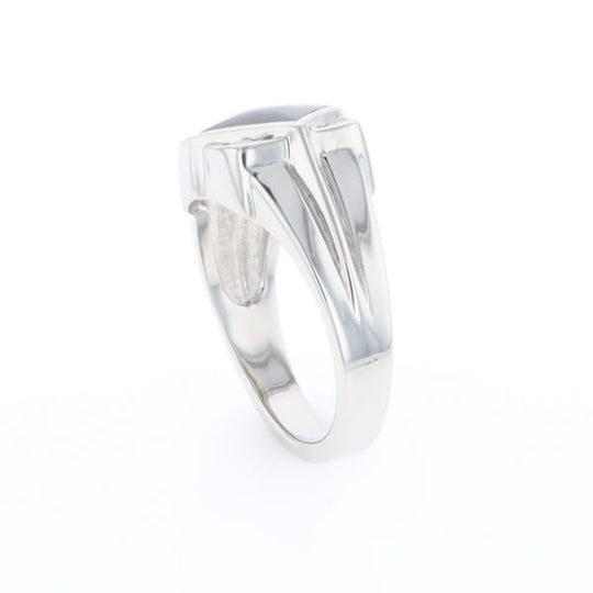 Natural onyx ring diamond shape inlaid design with .16ctw round diamonds
