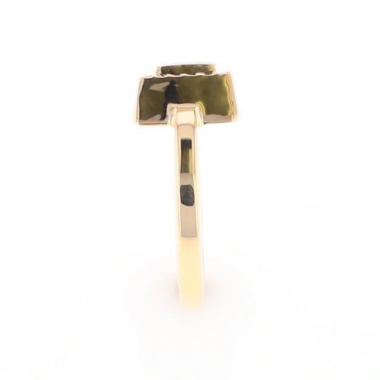 Gold Quartz Ring Square Inlaid Halo .14ctw Diamonds Design