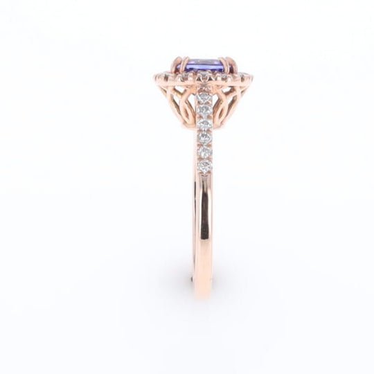 Rose Gold Tanzanite Halo Ring