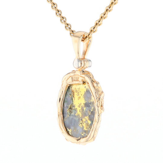 Serpentine & Gold Quartz Freeform Pendant