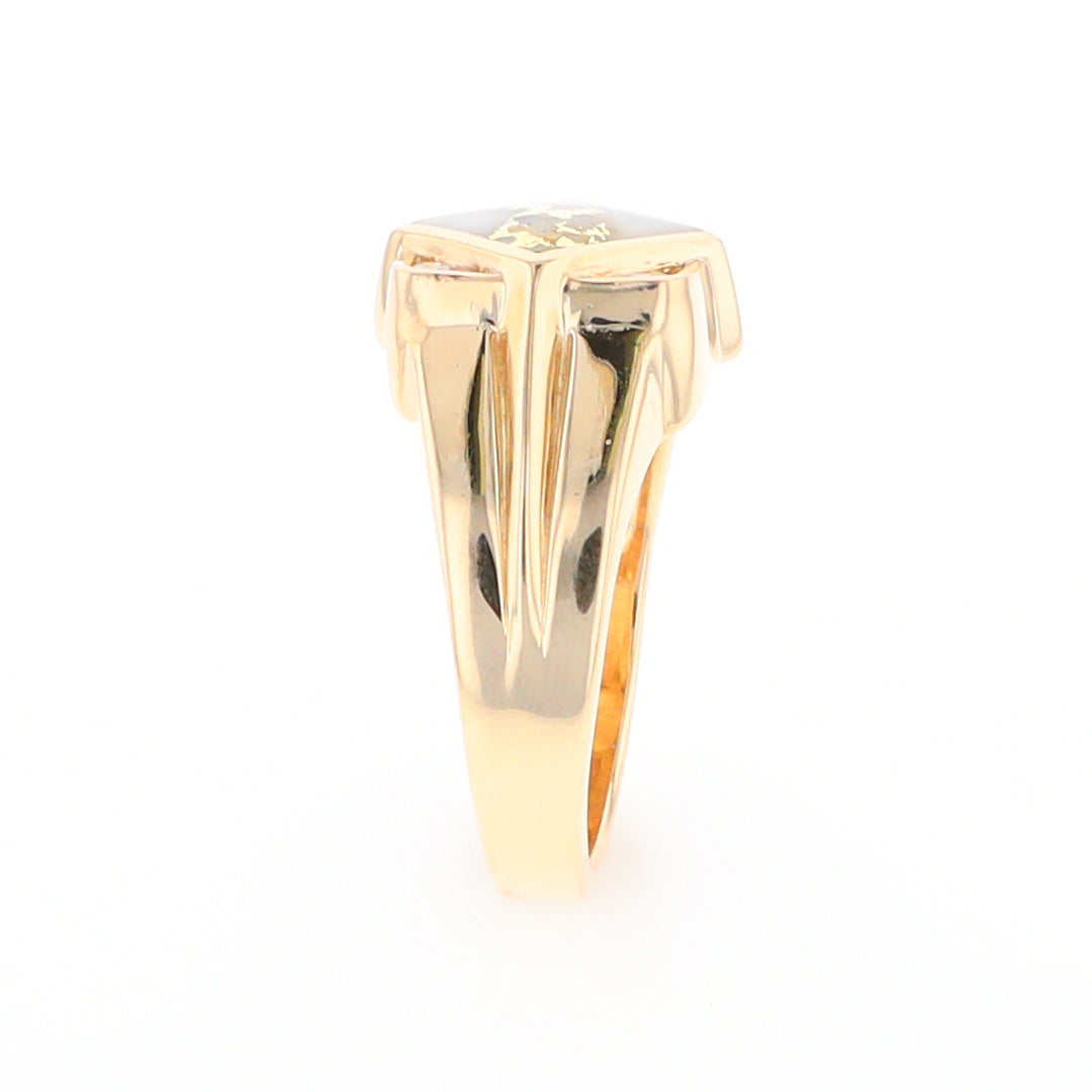 Gold Quartz Mens Ring with Diamond Accents