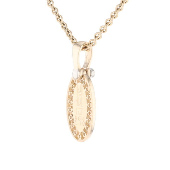 Gold Quartz Pendant Oval Inlaid with .22ctw Round Diamonds Halo (G1)