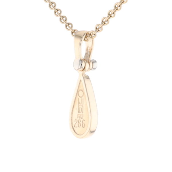 Gold Quartz Pendant Tear Drop Inlaid Design with .02ct Diamond