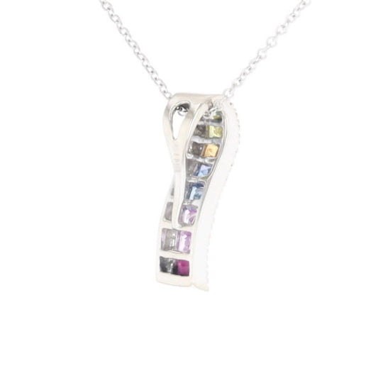 Multi-color Sapphire Necklace with Diamond Accents