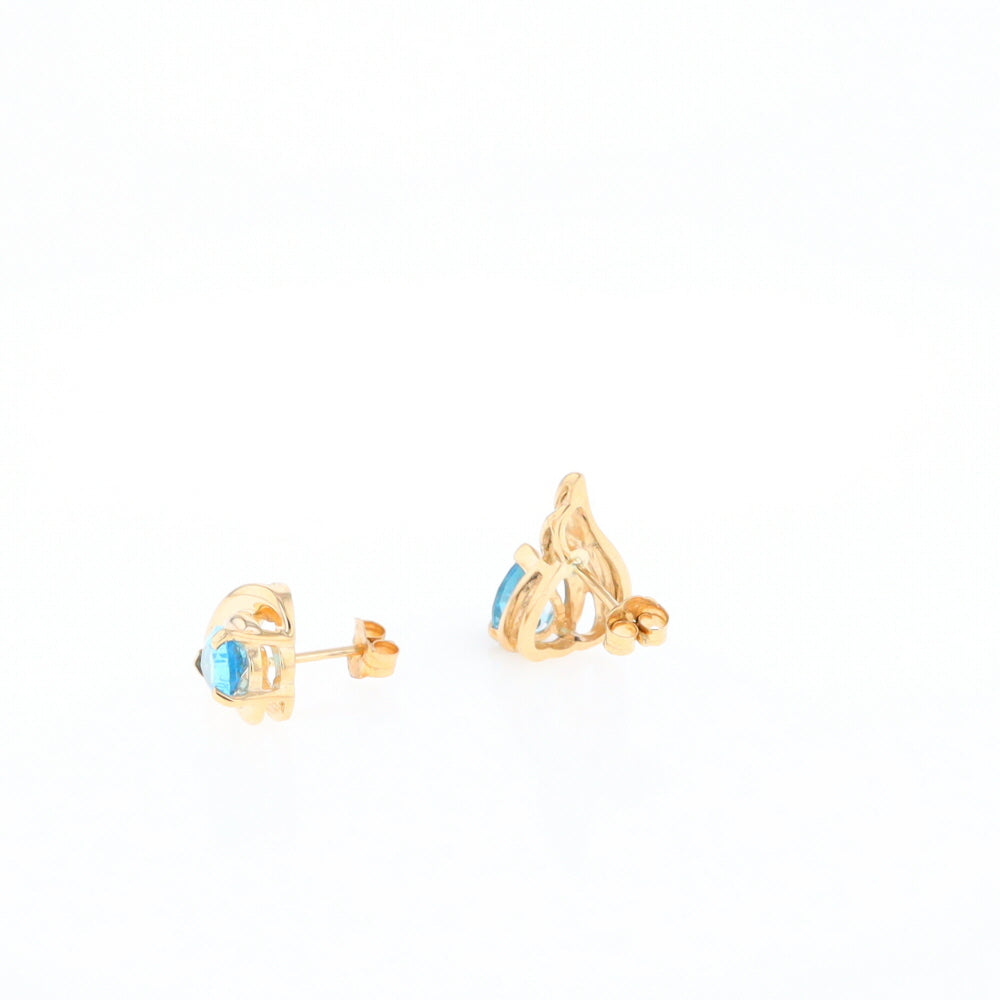 Blue Topaz Swirl Pear Stud Earrings