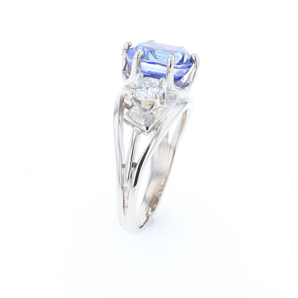 Oval Sapphire Ring with Diamond Side Accents