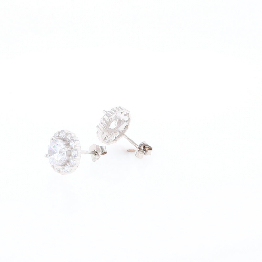 Cubic Zirconia Halo Stud Earrings