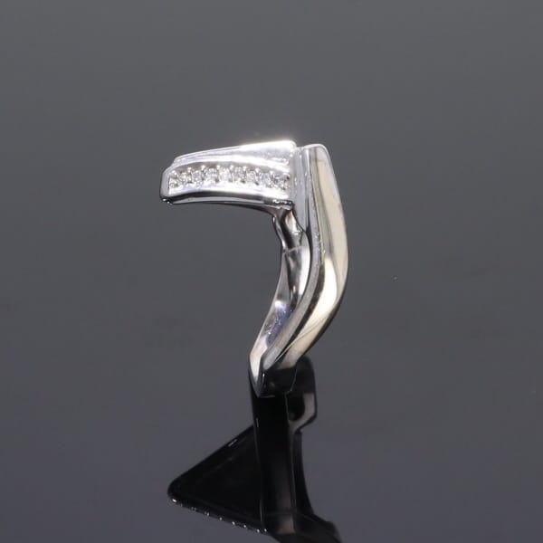 Opal Rings Triangle Inlaid Design with .31ctw Round Diamonds
