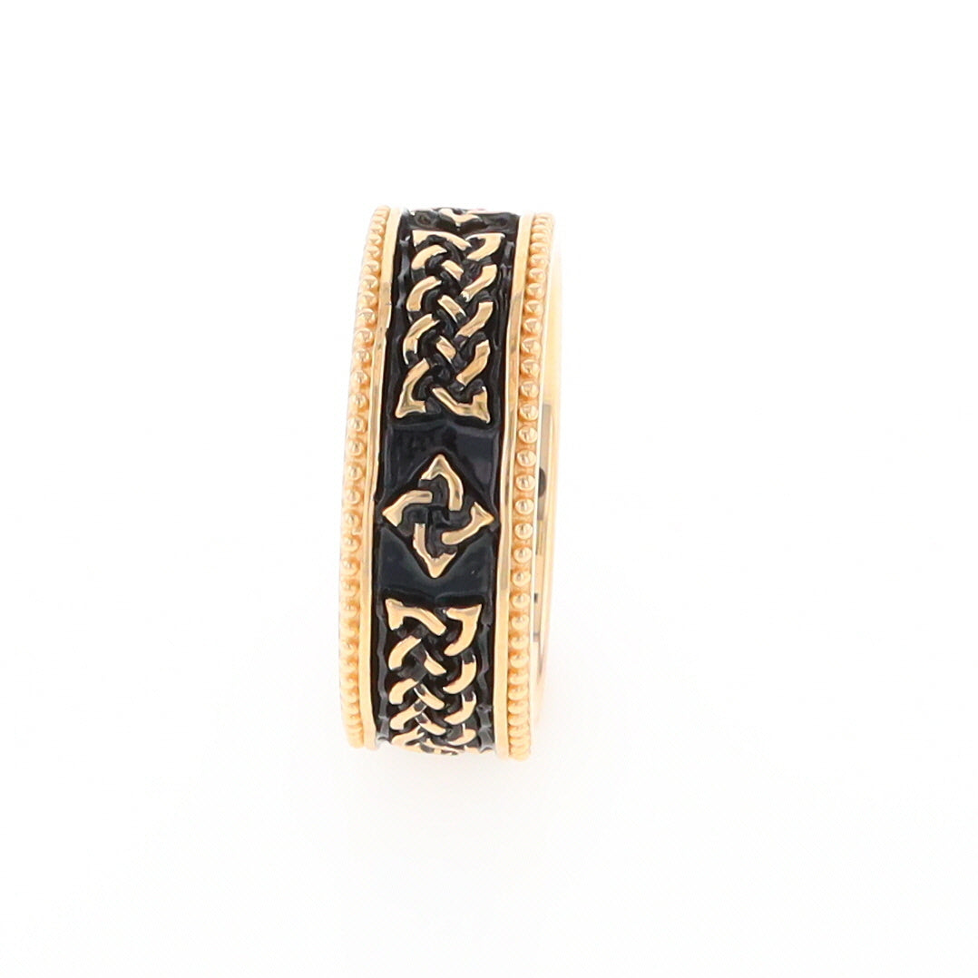 Celtic Knot Black and Gold Wedding Band