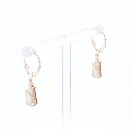 Sterling Silver Gold Quartz Inlaid Earrings - G3