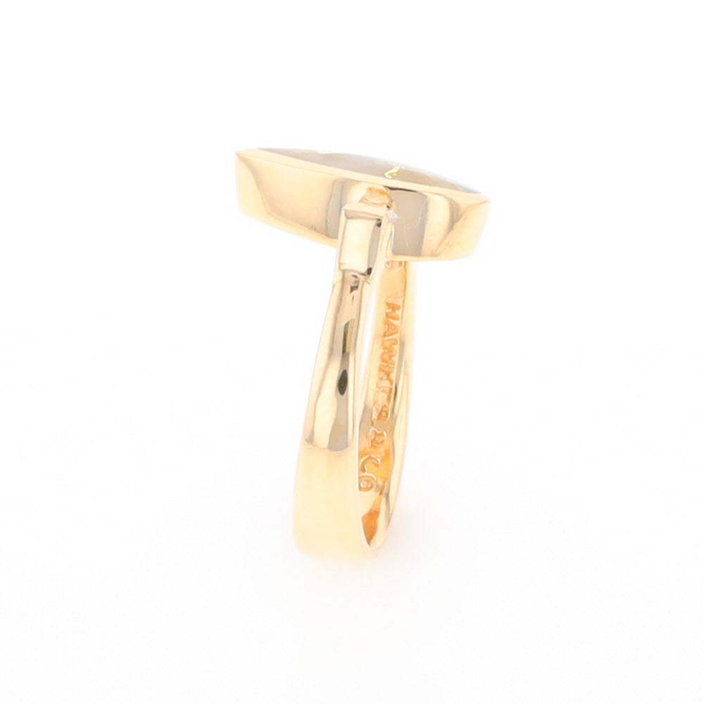 Gold Quartz Ring Pear Shape Inlaid with .18ctw Round Diamonds