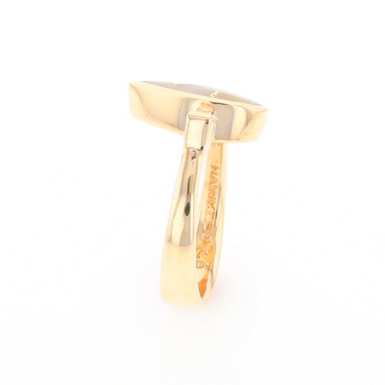 Gold Quartz Ring Pear Shape Inlaid with .18ctw Round Diamonds