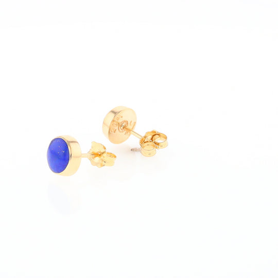 Lapis 6mm Round Inlaid Earrings